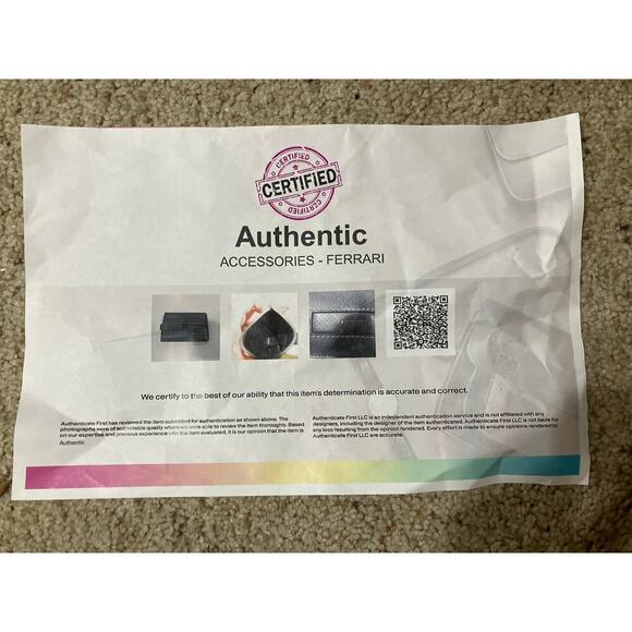 FERRARI SMALL BLACK LEATHER MENS CARD WALLET - Picture 2 of 14